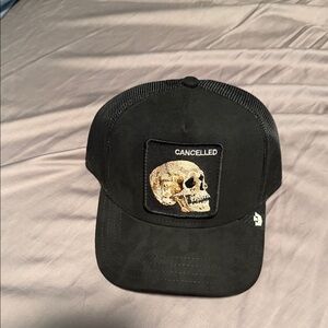 Black Skull Patch Trucker Hat goorin bros canceled
